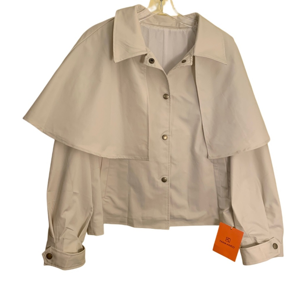 Tankaneo women’s cropped trenchcoat, casual lapel, jacket